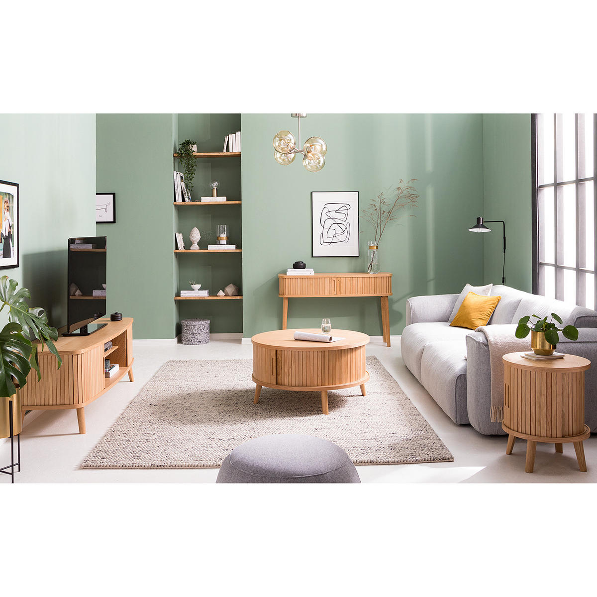 TV-LOWBOARD - Echtholzfurnier - Eichefarben, Holzwerkstoff (160/53/50cm) - home24