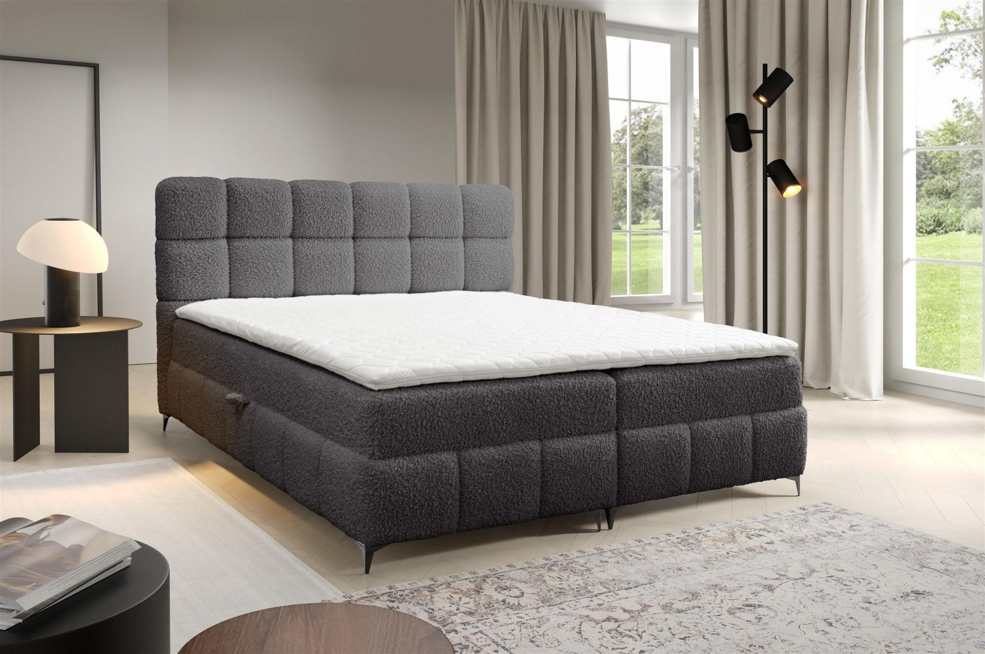 BOXBETT Sophie In Rolf - Anthrazit, Holzwerkstoff/Textil (100/200cm) - Fun Möbel
