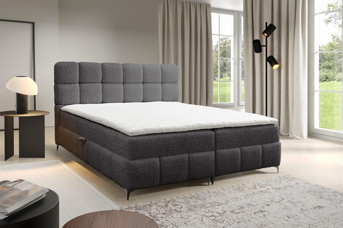 BOXBETT Sophie In Rolf - Anthrazit, Holzwerkstoff/Textil (100/200cm) - Fun Möbel