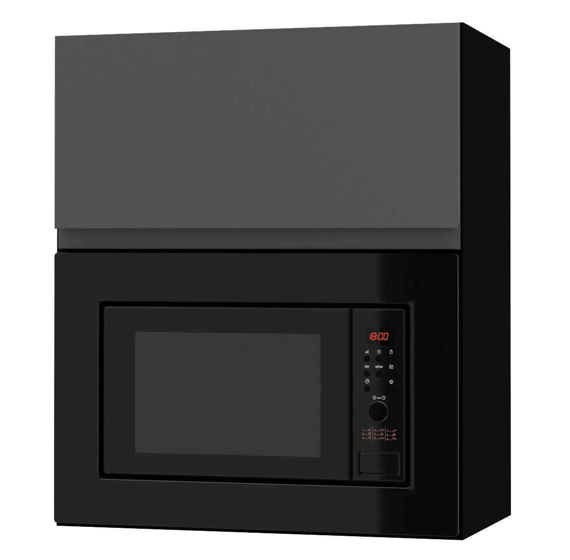 MIKROWELLENUMBAUSCHRANK Avellino W2MK/60 graphit Acryl matt / Schwarz 60 / 32,5 / 72cm - Schwarz/Graphitfarben, Holz/Holzwerkstoff (60/72/32.5cm) - Feldmann-Wohnen