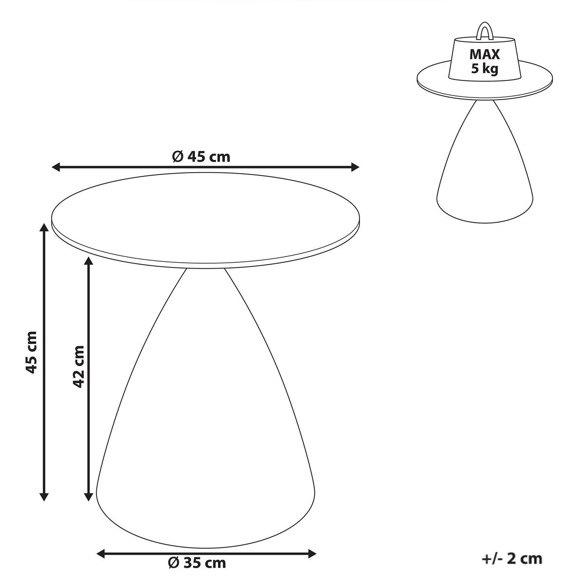 BEISTELLTISCH Sicherheitsglas Braun Corella - Braun, Metall (45/45/45cm) - Beliani