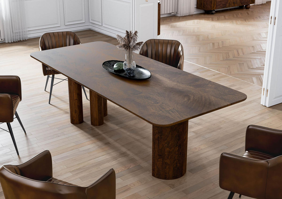 ESSTISCH Mango 240x100x77 dunkelbraun lackiert FLORENZ #212 - Dunkelbraun, Holz (100/240/77cm) - Massivmoebel24