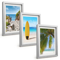 BILDER SET 3er Set - 20x30 cm Silberner Rahmen - Urlaubsstrände, Wellen, Palmen - Silberfarben, Kunststoff (20/30cm) - TULUP