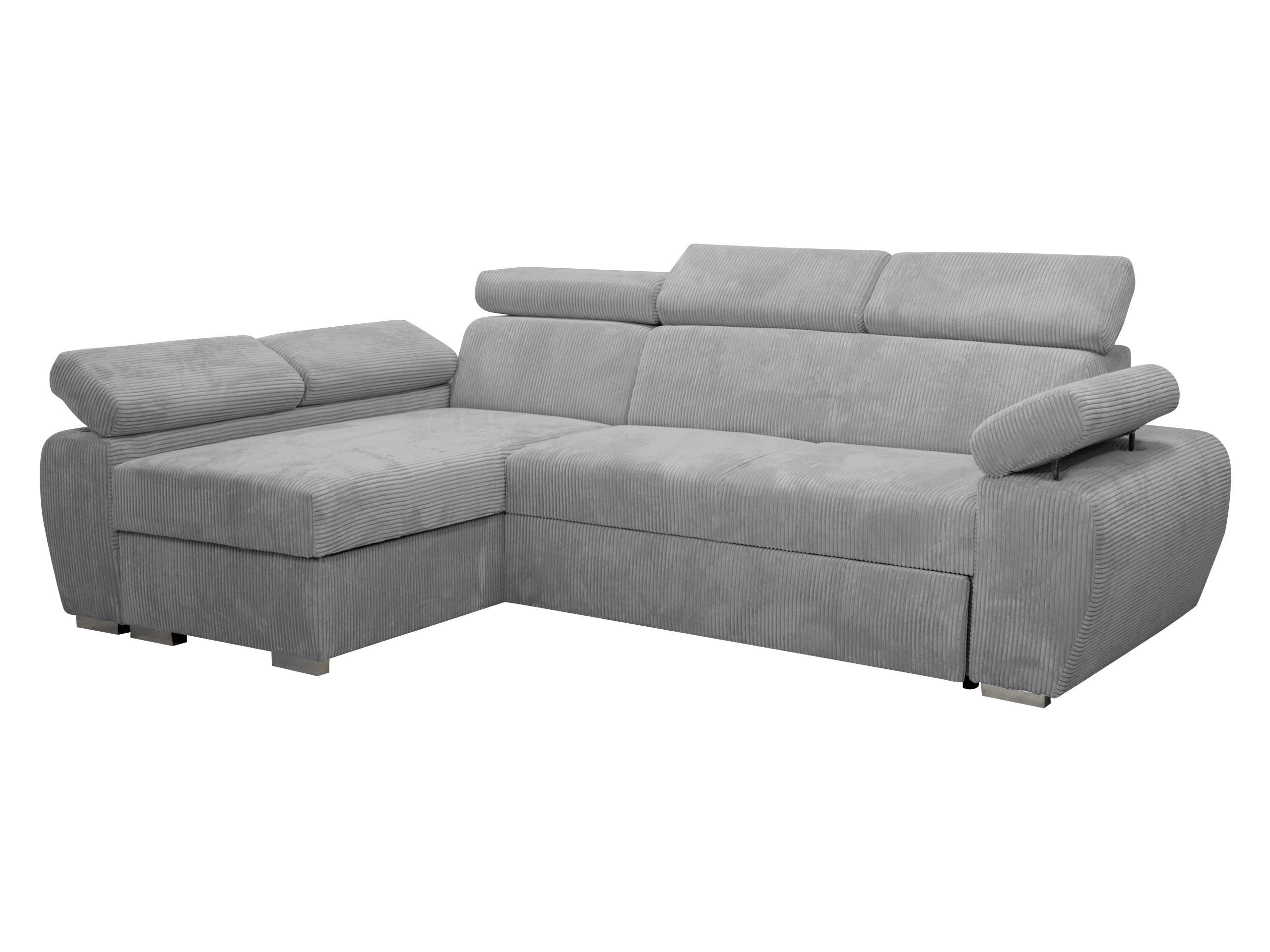 ECKSOFA Boston Mini Premium Cord 2RLC, Seite: Links LC+2R - Chromfarben/Hellgrau, Holz/Textil (255/170cm) - MIRJAN24
