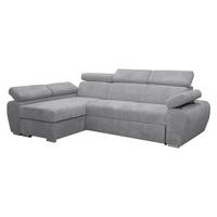 ECKSOFA Boston Mini Premium Cord 2RLC, Seite: Links LC+2R - Chromfarben/Hellgrau, Holz/Textil (255/170cm) - MIRJAN24