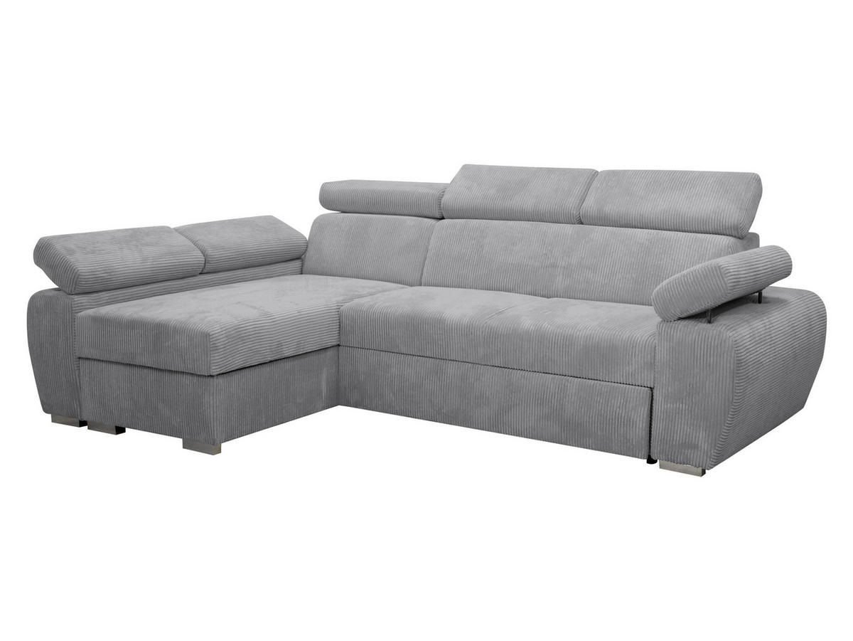 ECKSOFA Boston Mini Premium Cord 2RLC, Seite: Links LC+2R - Chromfarben/Hellgrau, Holz/Textil (255/170cm) - MIRJAN24