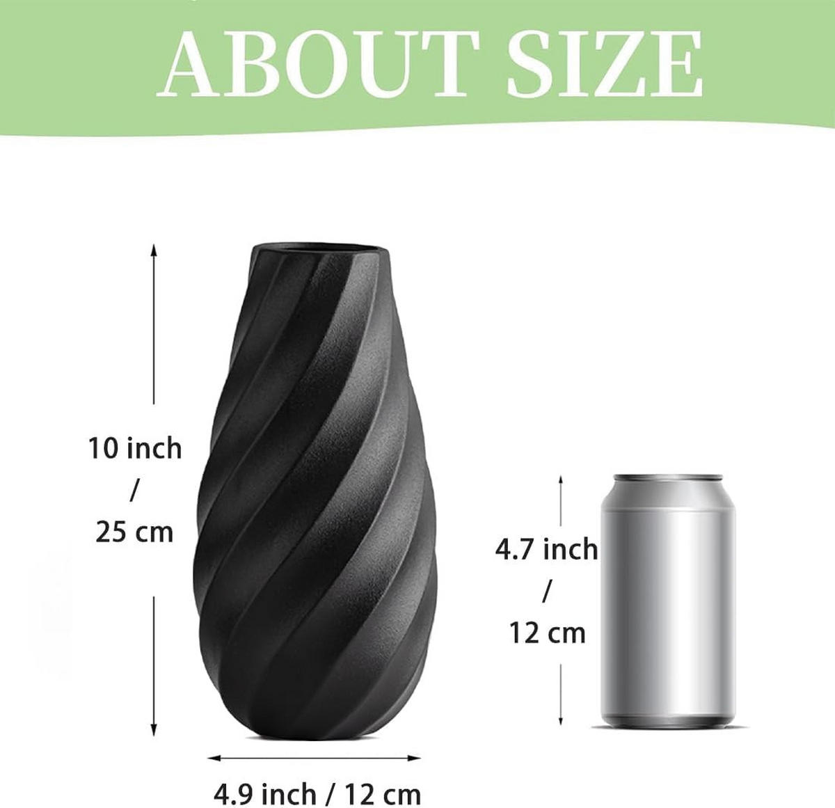 VASE 25 x 12 cm Keramik - Schwarz, Keramik (25.5cm) - LIBRATON