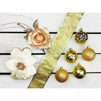 LAALU CHRISTBAUMKUGEL-SET 19 Stück in Box GENTLE ROSE für Weihnachtsbäume bis 100 cm - Champagner/Goldfarben, Kunststoff/Textil (20/12/30cm) - LAALU