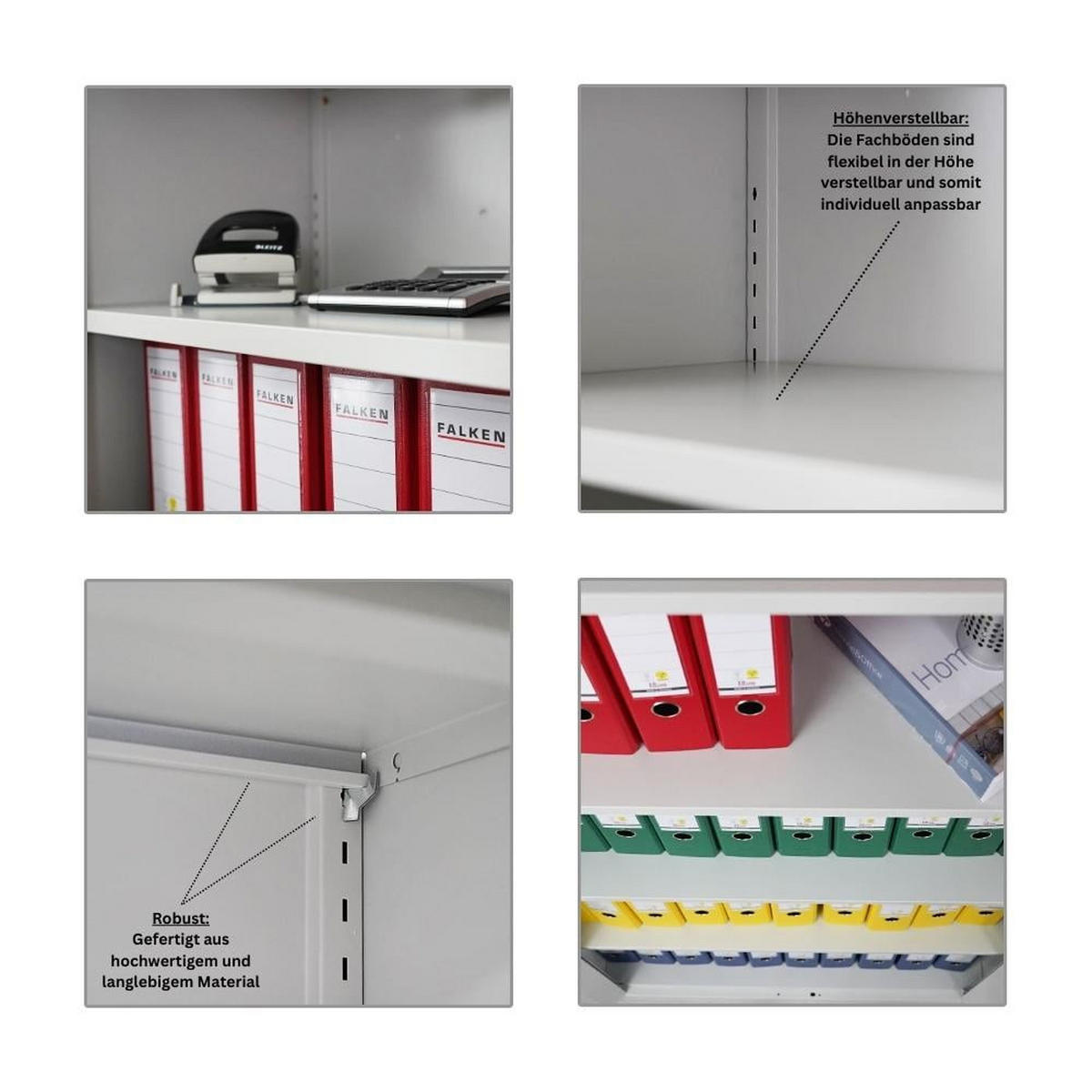 FLÜGELTÜRENSCHRANK Elephant 2er-Set komplett montiert 180x120x40cm 4 Ebenen Lichtgrau - Hellgrau, Metall (240/180/40cm) - PROREGAL