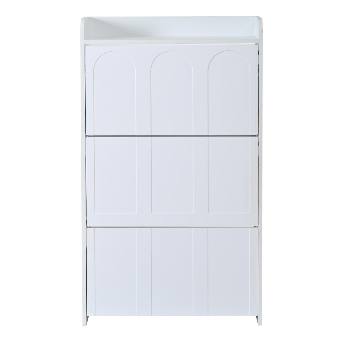 SCHUHSCHRANK 70/25/120 cm weiß aus MDF mit Klapptüren und Schublade - Weiß, Holzwerkstoff (70/120/25cm) - OKWISH