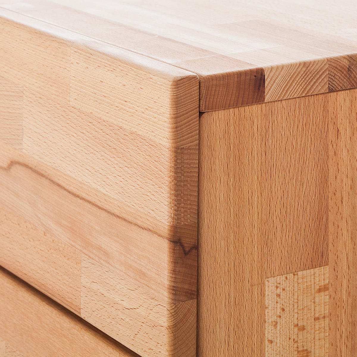 NACHTKOMMODE - Kernbuche massiv - geölt - Naturfarben, Holz (40/37/33cm) - home24