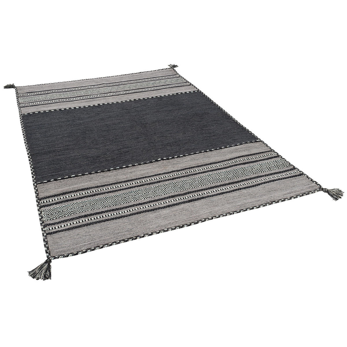 NATUR TEPPICH KELIM NAVARRO - Anthrazit, Textil (170/240cm) - Pergamon