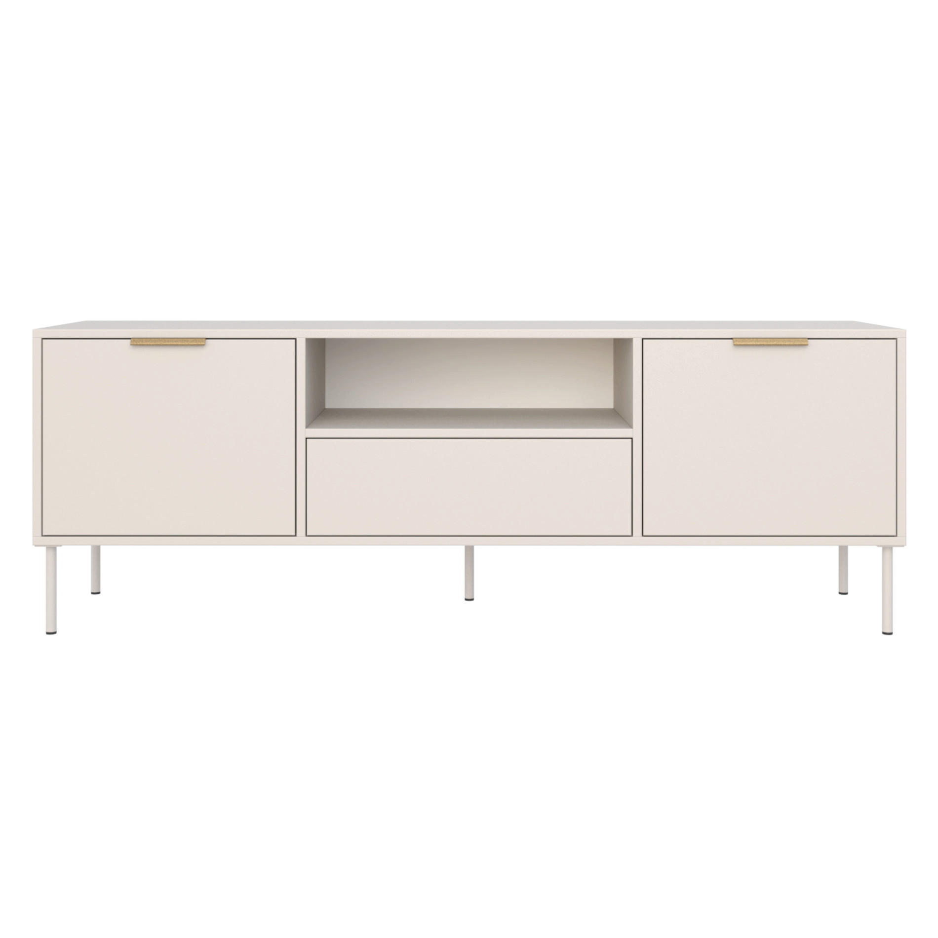 TV-LOWBOARD Vena 2-türig mit Schublade & Fach, Kaschmir, 160 cm - Kaschmir/Goldfarben, Holzwerkstoff/Kunststoff (160/57/40cm) - Selsey