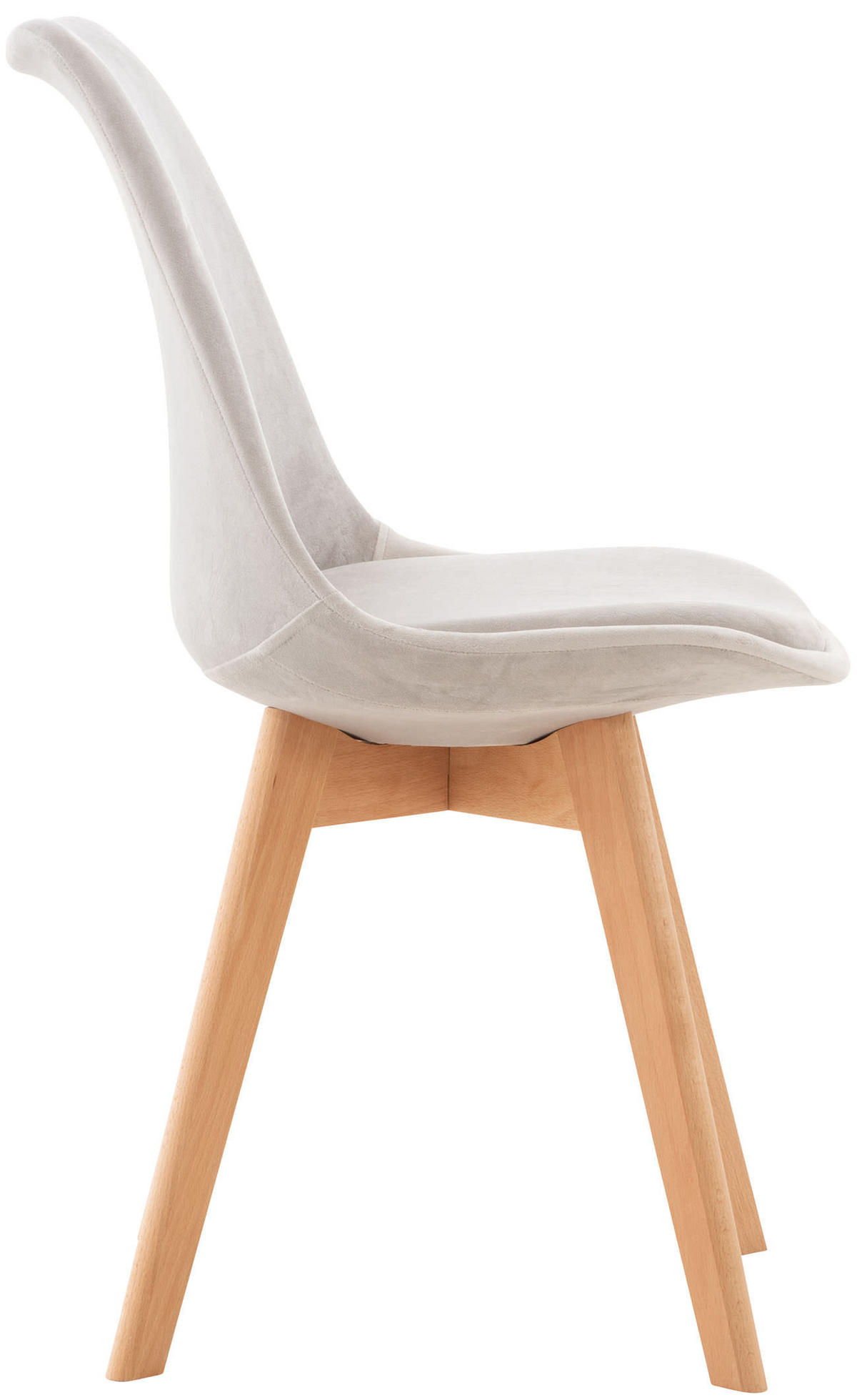 STUHL Samt hellgrau - Eukalyptusholzfarben/Hellgrau, Holz/Textil (49/83/50cm) - CLP