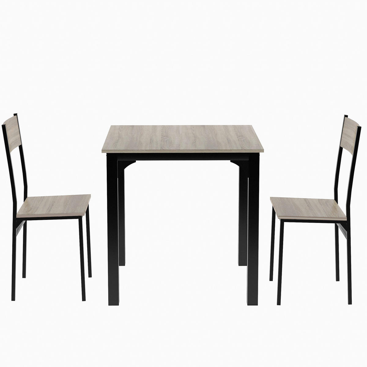 SITZGRUPPE Esstisch mit 2 Stühlen Naturfarbe - Naturfarben, Metall (70/75.5/70cm) - FLIEKS