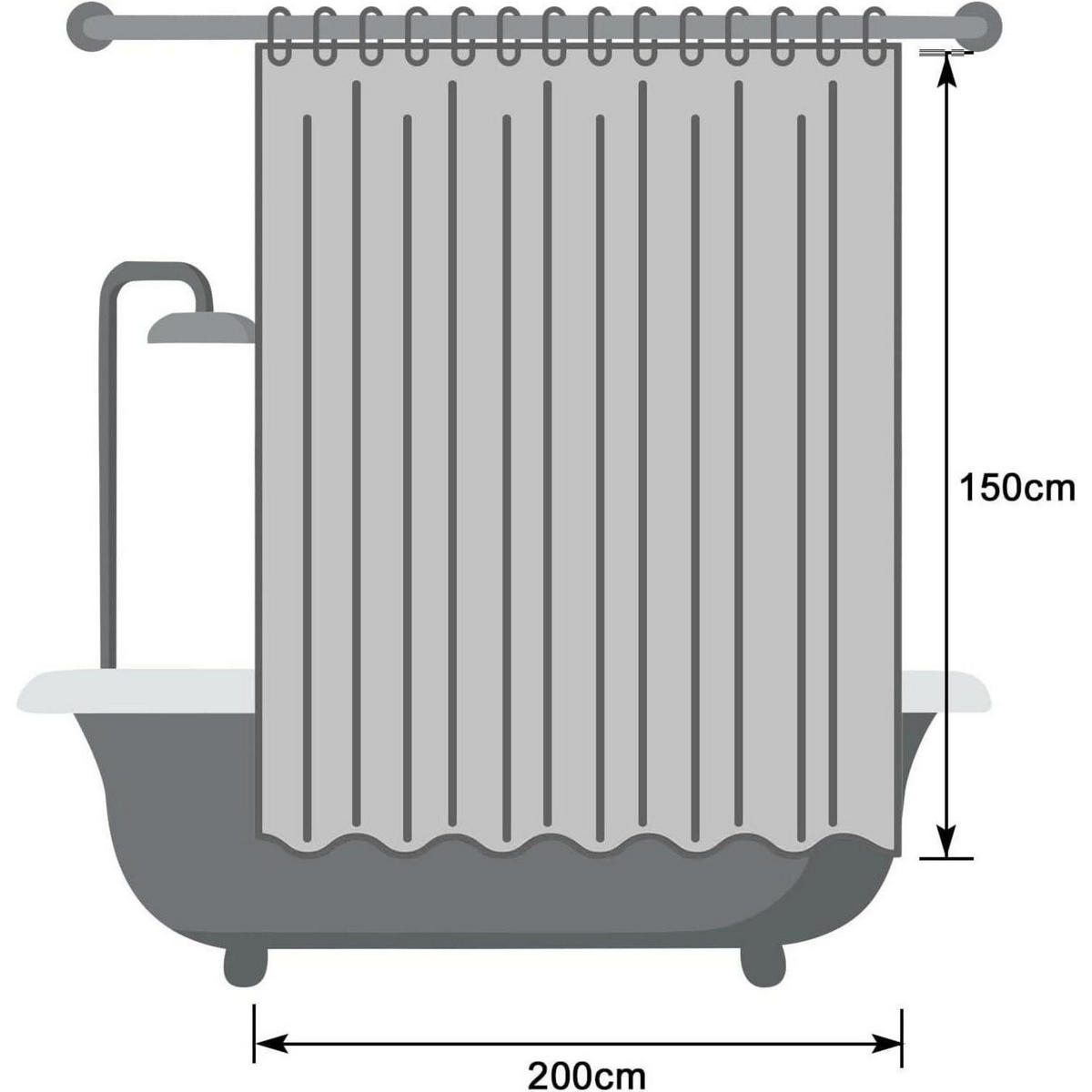 DUSCHVORHANG Weiß 200 x 150 cm Textil Wasserdicht Antischimmel Schnell Trocknend Waschbar - Weiß, Textil (200/150cm)