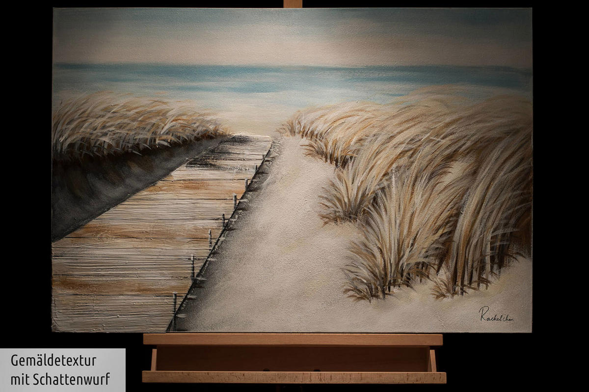 ACRYLBILD HANDGEMALT 90/60 cm - Beige, Holz/Textil (1.5/60cm) - KUNSTLOFT