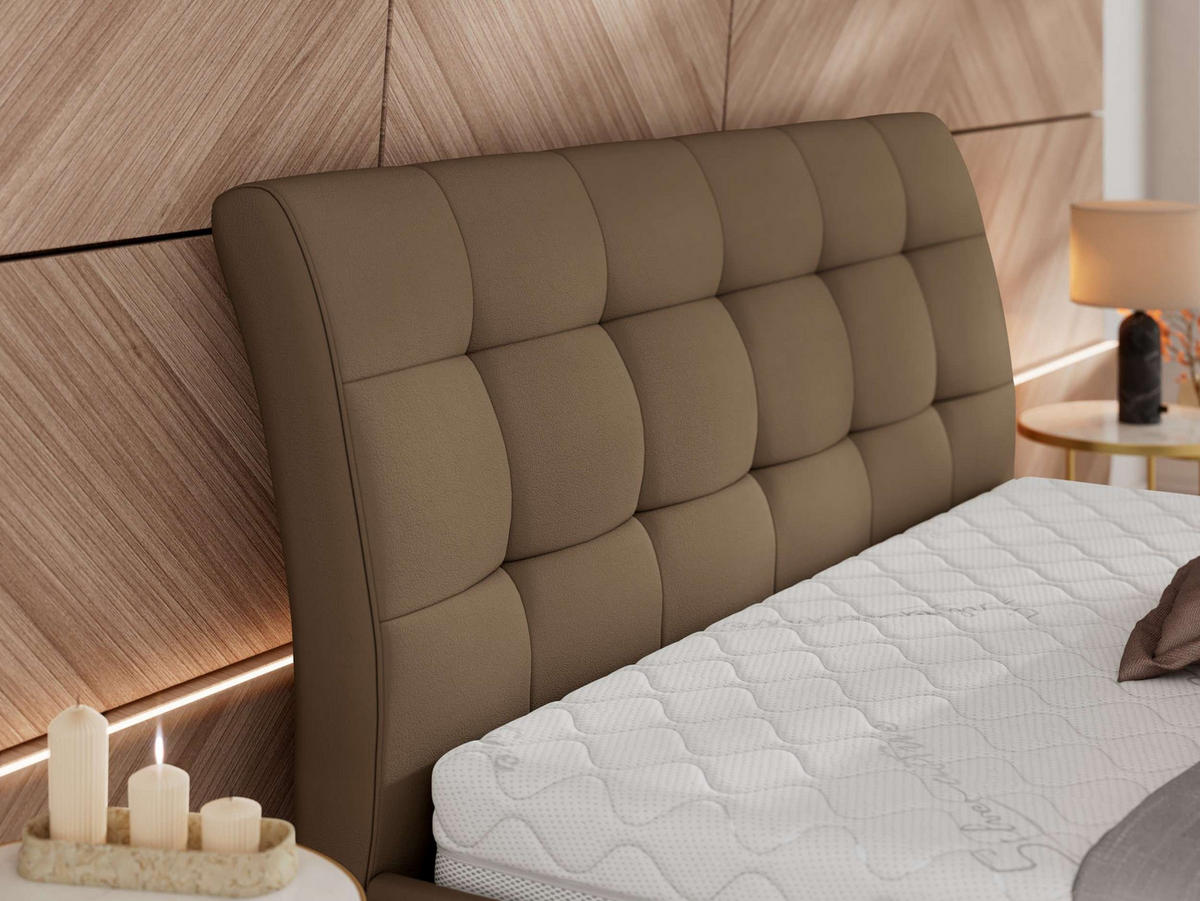 POLSTERBETT GALA CLASSIC 160/200 - Braun Kunstleder - Multipocket-Matratze - Braun, Textil (160/200cm) - MKS