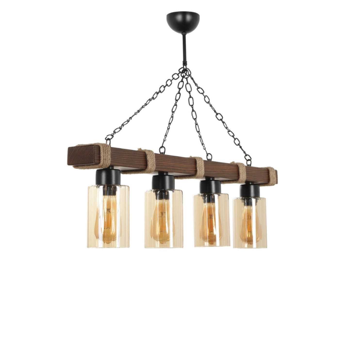 HÄNGELEUCHTE saphia farbe holz 40w 4 glühbirnen - Braun, Holz (1/85/70cm) - Concept Usine