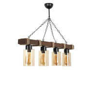 HÄNGELEUCHTE saphia farbe holz 40w 4 glühbirnen - Braun, Holz (1/85/70cm) - Concept Usine