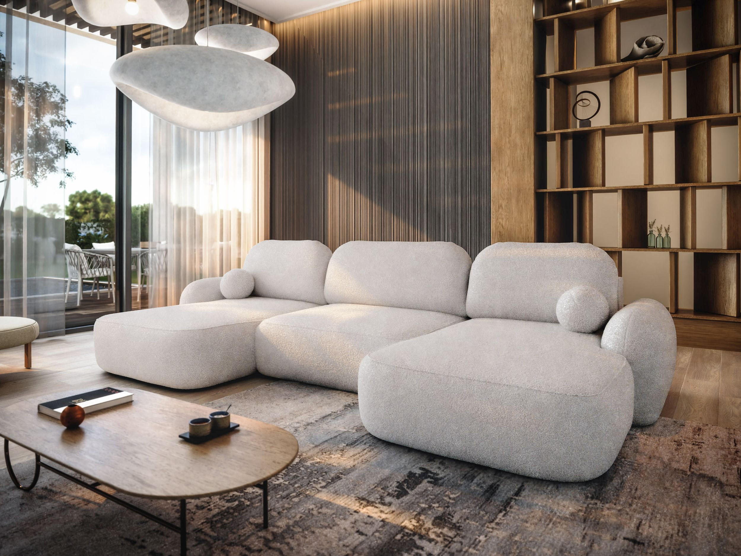 WOHNLANDSCHAFT MOLLY U TERRA FROTTE 03 mit Schlaffunktion - Beige, Textil (366/94/175cm) - Bedante