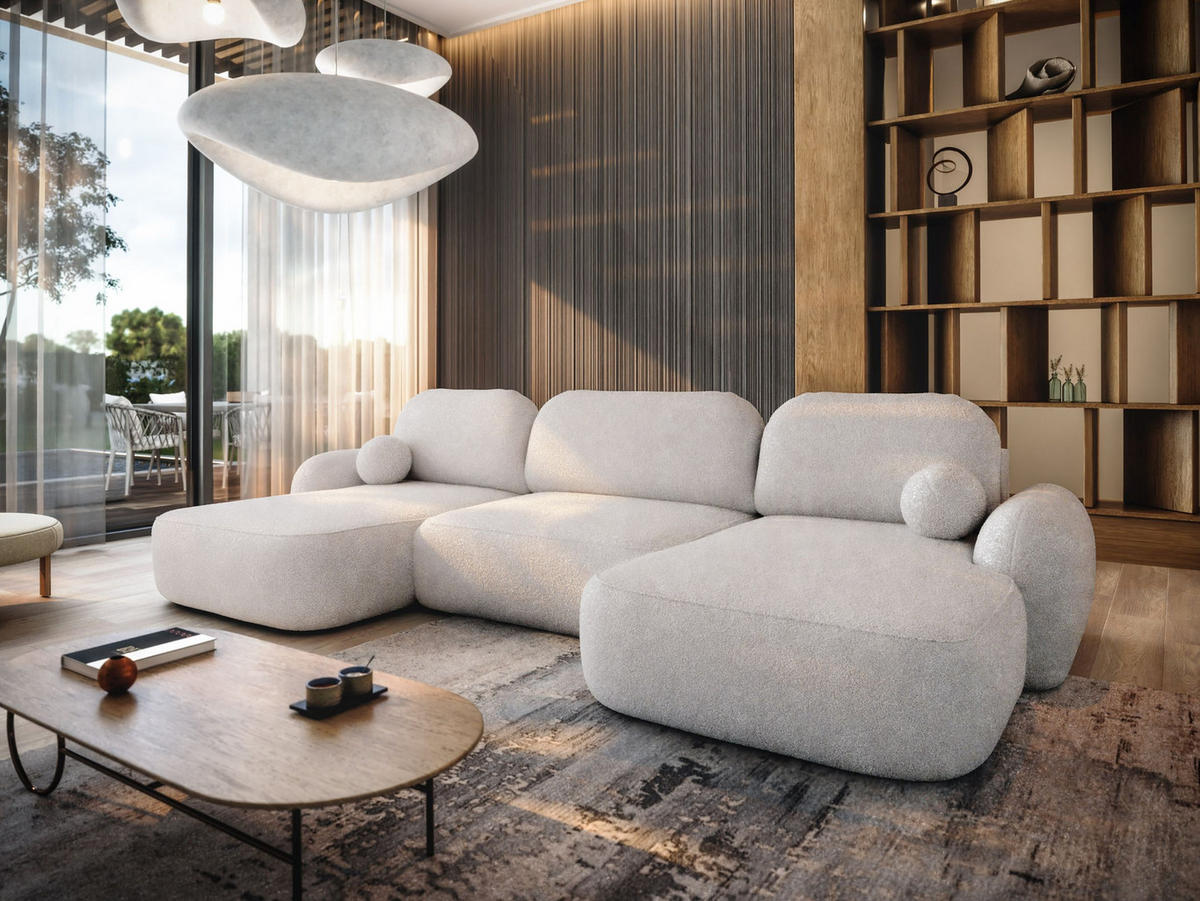 WOHNLANDSCHAFT MOLLY U TERRA FROTTE 03 mit Schlaffunktion - Beige, Textil (366/94/175cm) - Bedante