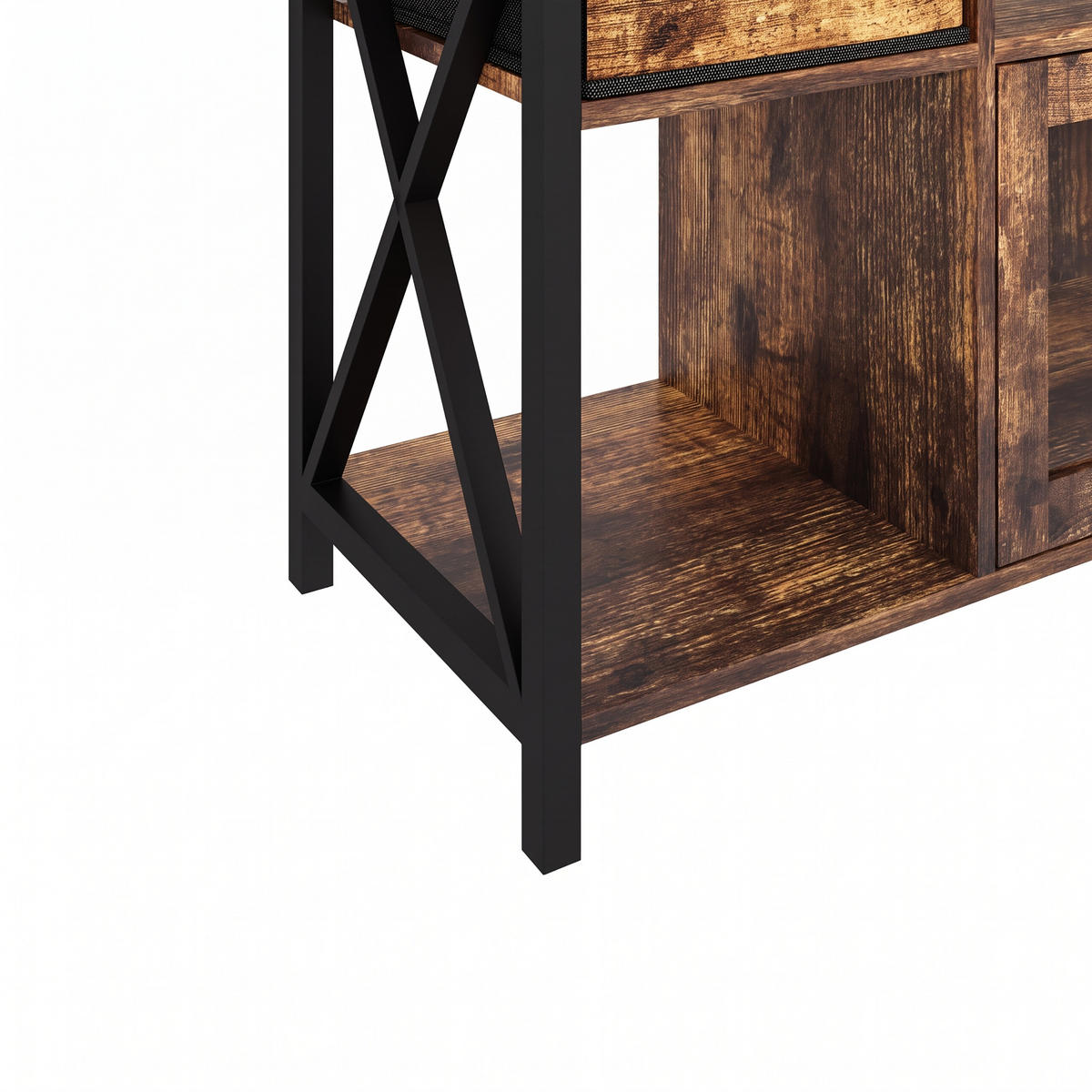 TV-LOWBOARD Braun Schwarz Industrial mit Stauraum 180 cm - Braun, Holzwerkstoff/Textil (180/60/40cm) - Relaxdays