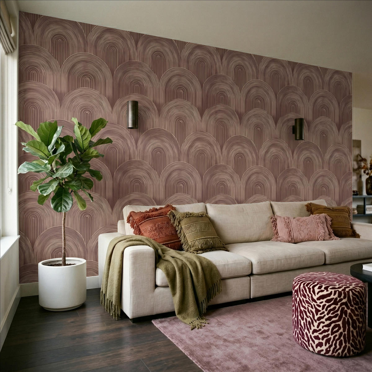 TAPETE - Rhythmic - Aufschlag - Braun - 450x280 cm - Dunkelbraun, Papier (450/280cm) - OnlyWow