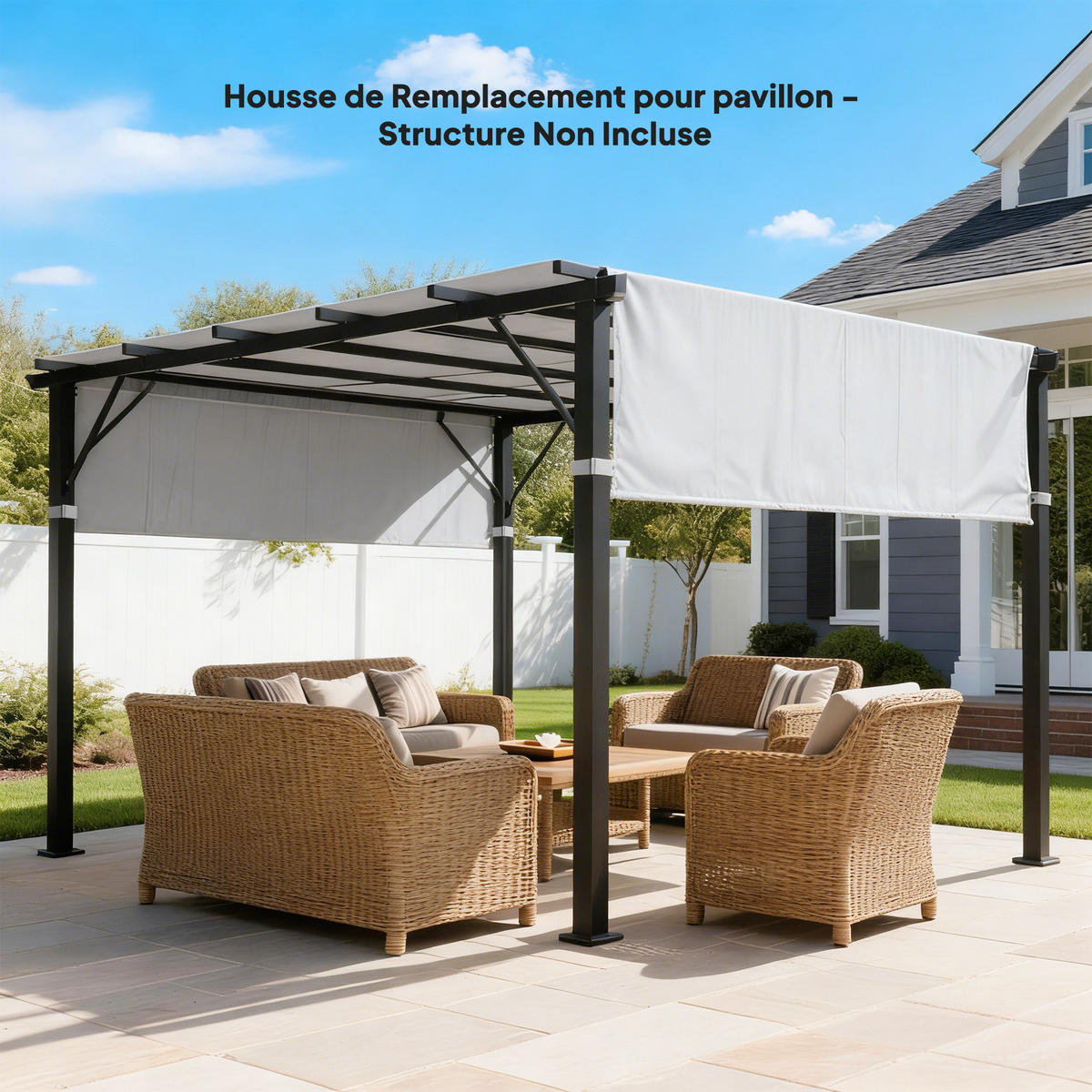ERSATZDÄCHER 2er-Set DE-12687 490/120 cm UV30+ mit Gurten Hellgrau - Grau, Textil (122/1/488cm) - ComfortXL