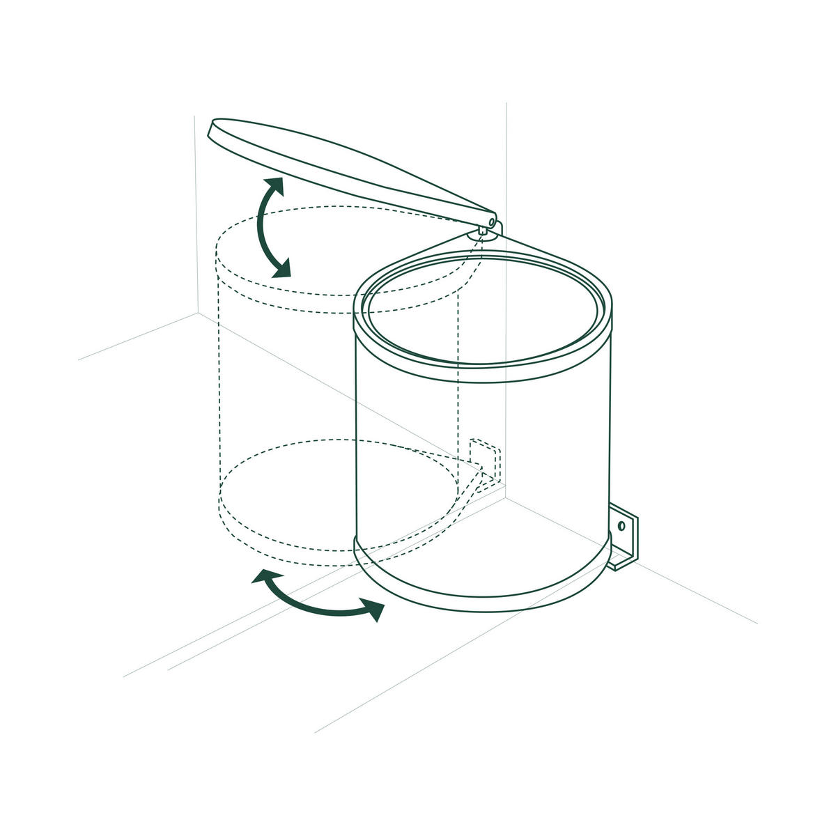 VESTAVNÝ odpadkový koš - stříbrná, kov/plast (28/32.5/34cm) - Relaxdays