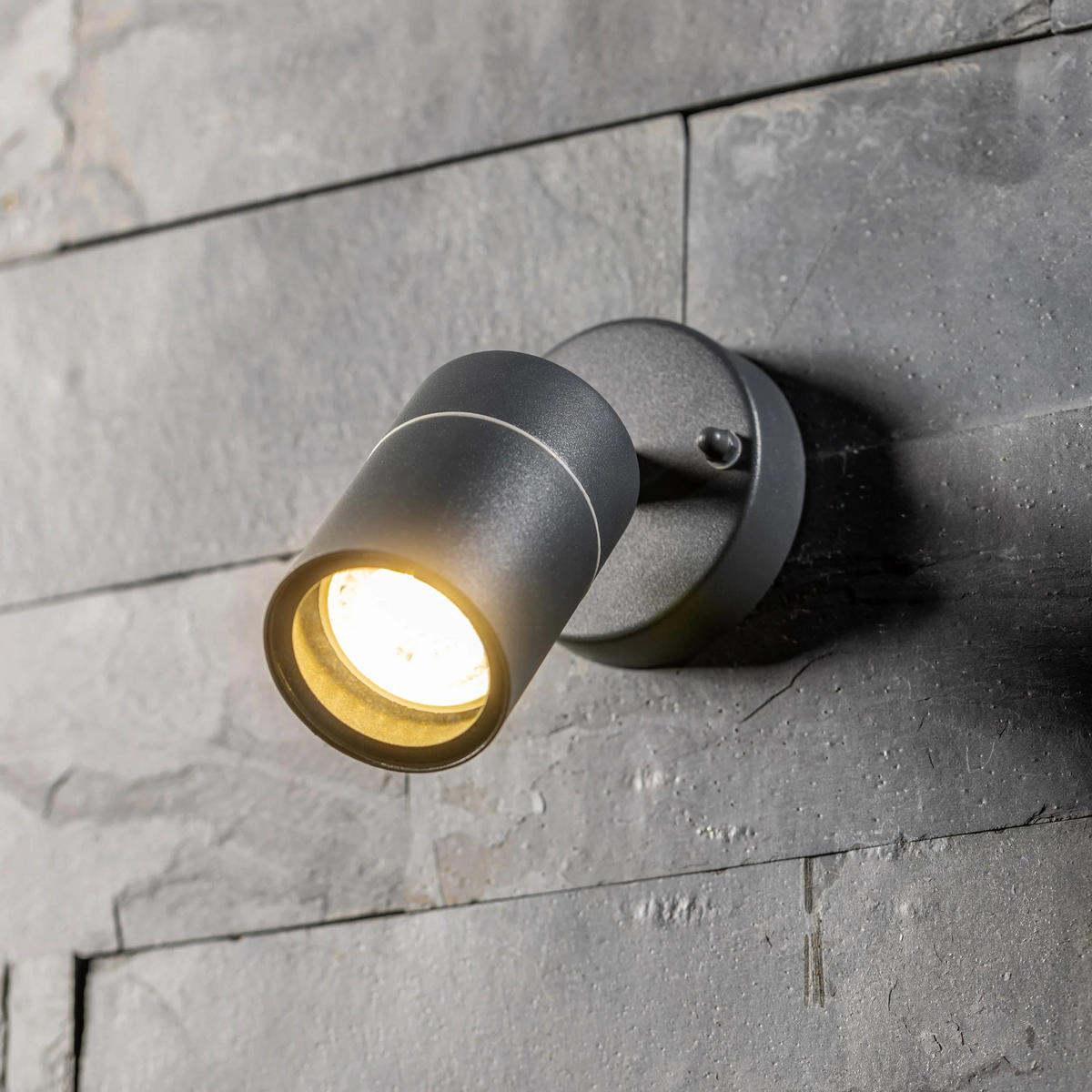 AUSSENWANDLEUCHTE MIA Dunkelgrau Edelstahl GU10 Einstellbar IP44 - Dunkelgrau, Metall (8.5/15/15cm) - CGC Europe