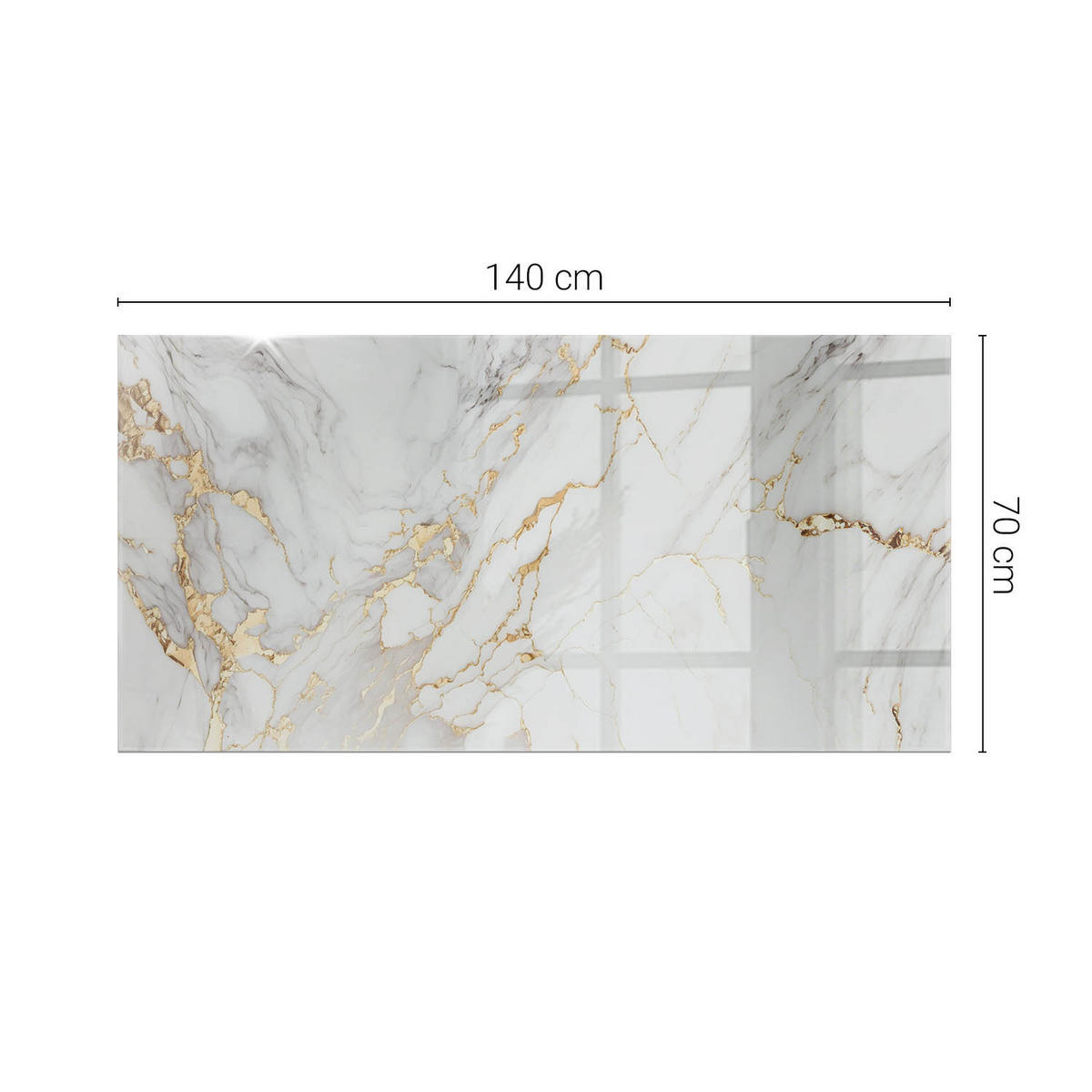 TISCHPLATTE 140x70 cm Eleganter Marmor mit Adern - Weiß, Glas (140/70/0.4cm) - TULUP