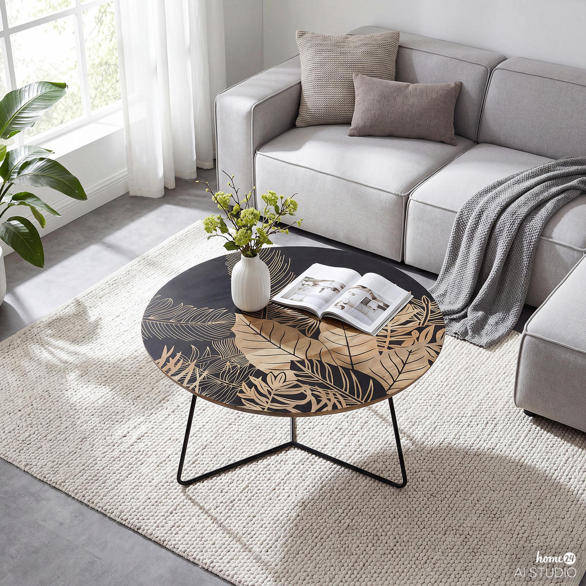 COUCHTISCH - Mango massiv / Metall - Mango / Schwarz - Schwarz/Braun, Holz/Metall (80/80/45cm) - home24