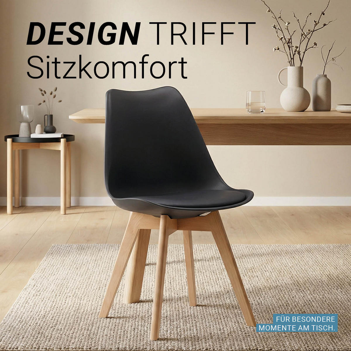 KÜCHENSTUHL Kunststoff Schwarz - Schwarz, Holz (46/80/45cm) - Homestyle4u