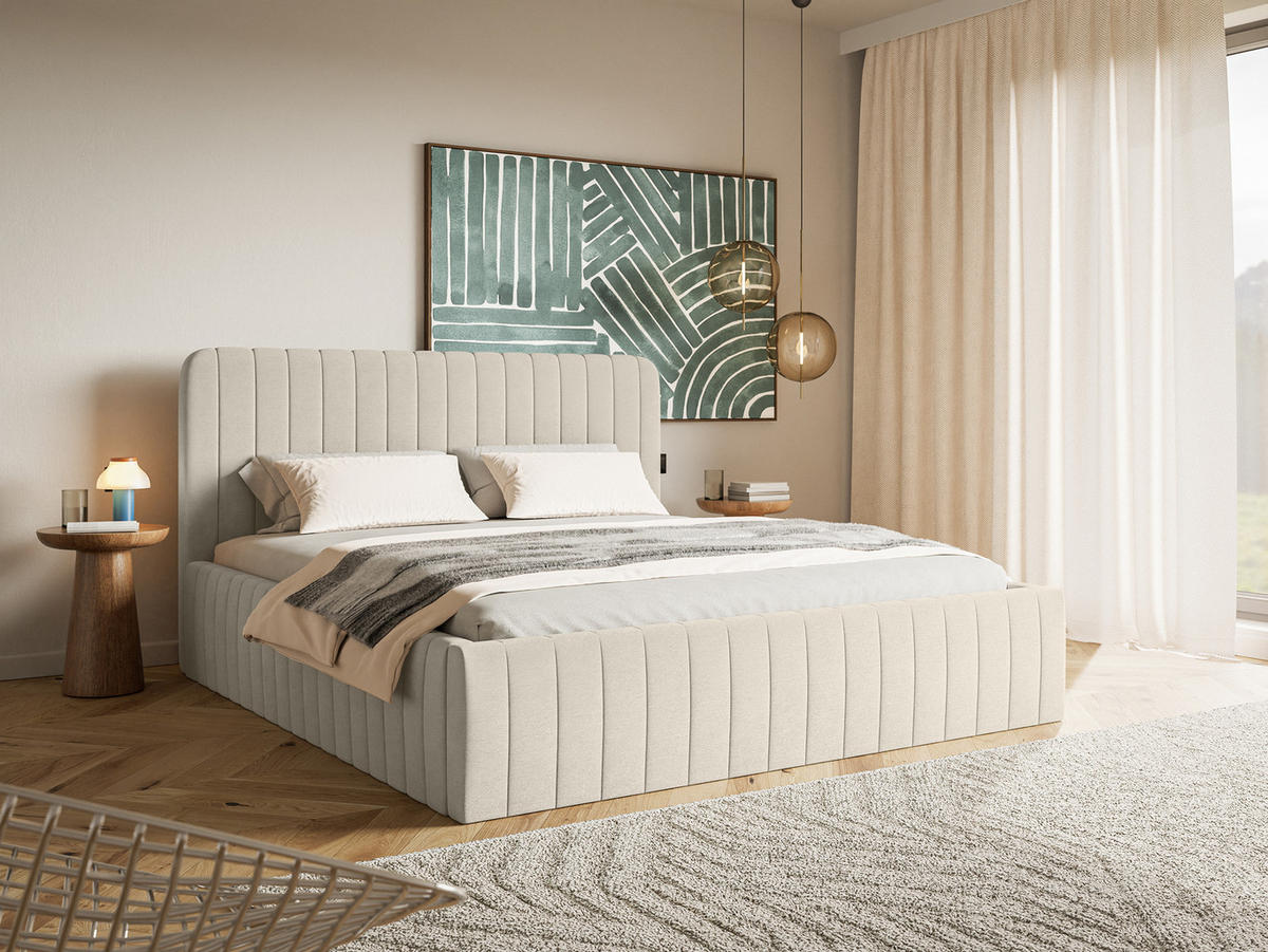 POLSTERBETT Orasi 160x200 cm, Ecru - Beige, Textil (200/160cm) - Fedve