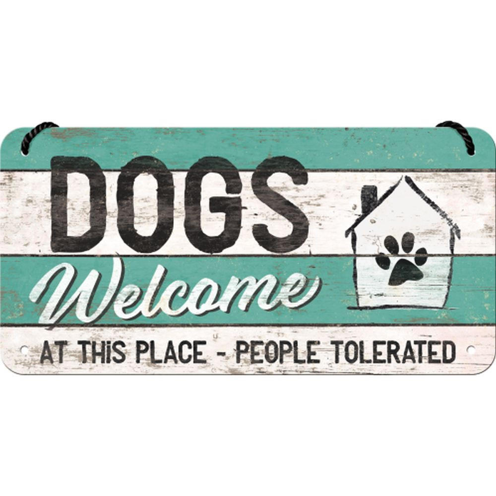 HÄNGESCHILD 10/20 cm PfotenSchild Dogs Welcome - Multicolor, Metall (20/10/0.2cm) - Nostalgic-Art
