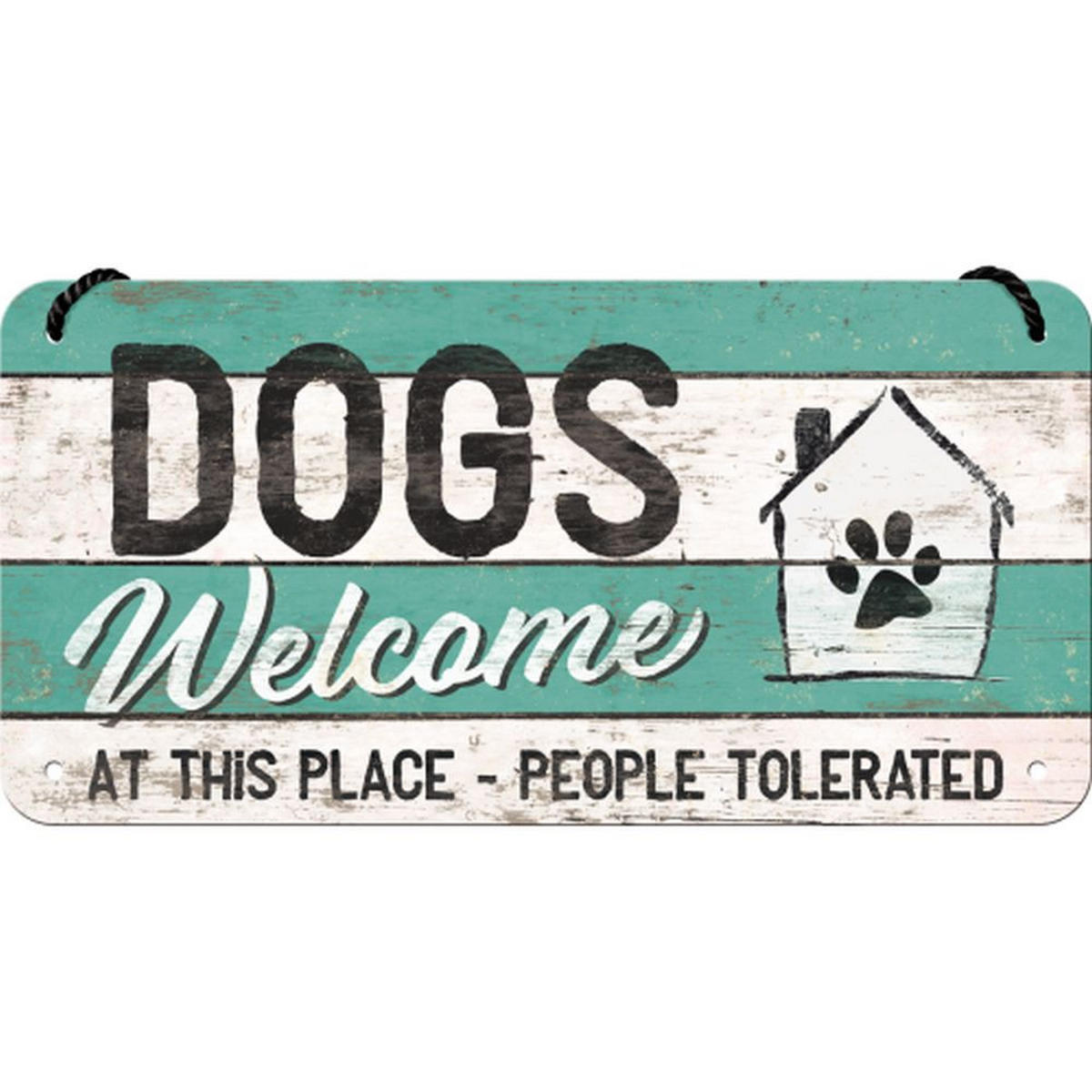 HÄNGESCHILD 10/20 cm PfotenSchild Dogs Welcome - Multicolor, Metall (20/10/0.2cm) - Nostalgic-Art