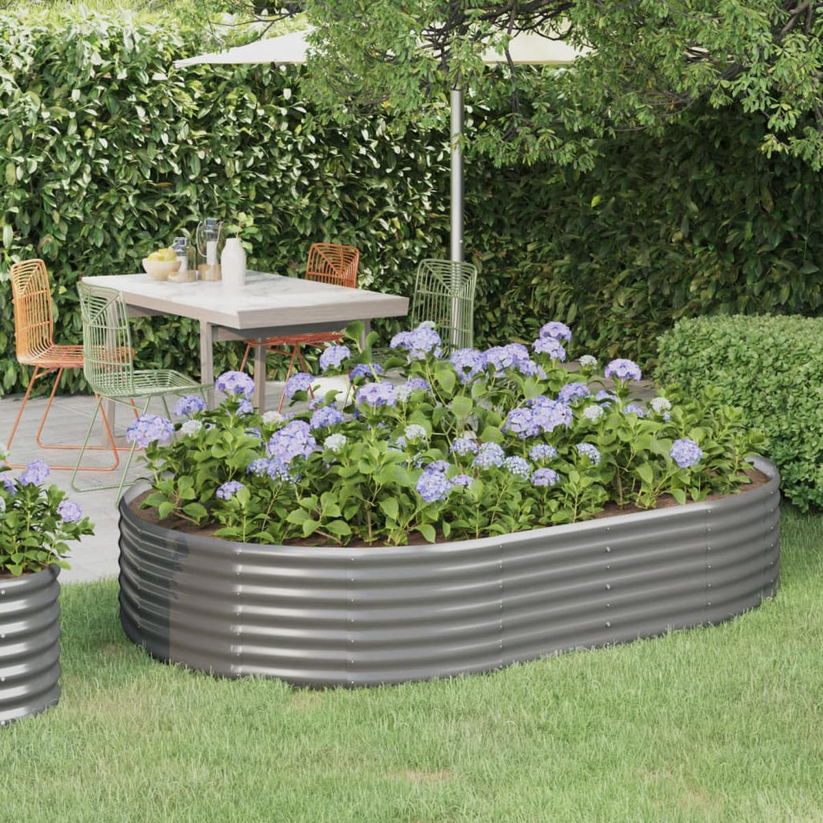 HOCHBEET Verzinkter Stahl 214x140x36 cm Grau - Grau, Metall (140/36/214cm) - furnicato
