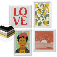 WANDBILDER 4er-Set - 50x50 cm & 40x60 cm Weißer Rahmen - Zitronen Inschrift Liebeslandschaft Frida - Weiß, Kunststoff (50/50cm) - ArtPrintCave