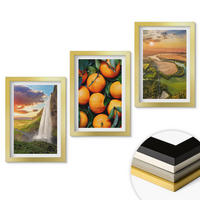 WANDBILDER 3er Set - 20x30 cm Goldrahmen - Orange Mountain Wasserfall - Goldfarben, Kunststoff (20/30cm) - ArtPrintCave