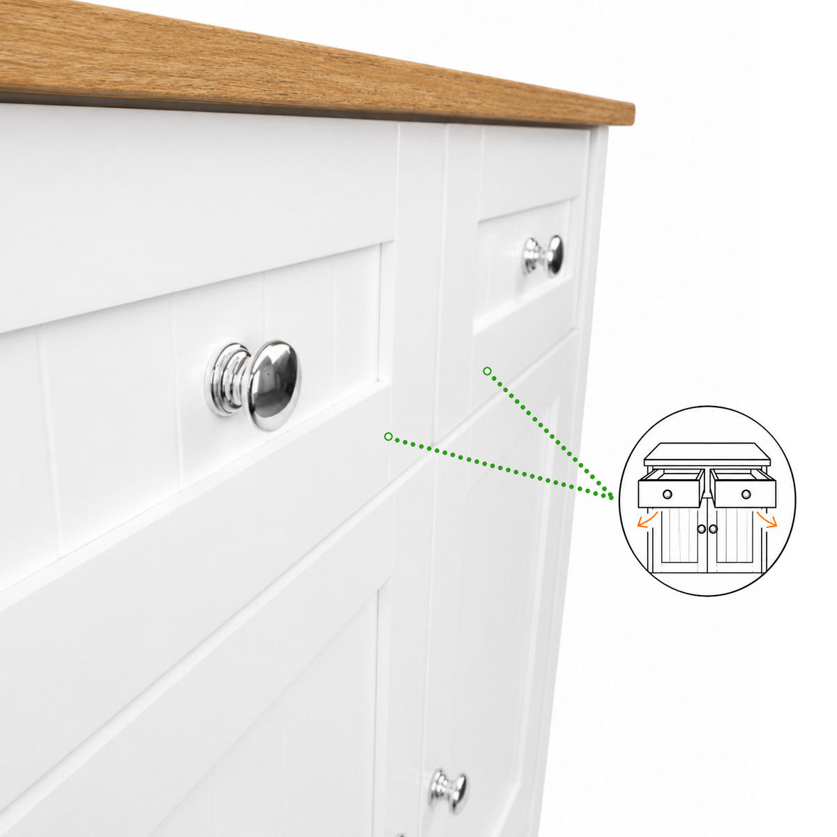 BADEZIMMERSCHRANK MDF Weiß Eiche 2 Schubladen 2 Türen 60x30x75 cm - Hellbraun/Weiß, Holzwerkstoff (60/75/30cm) - Begryf