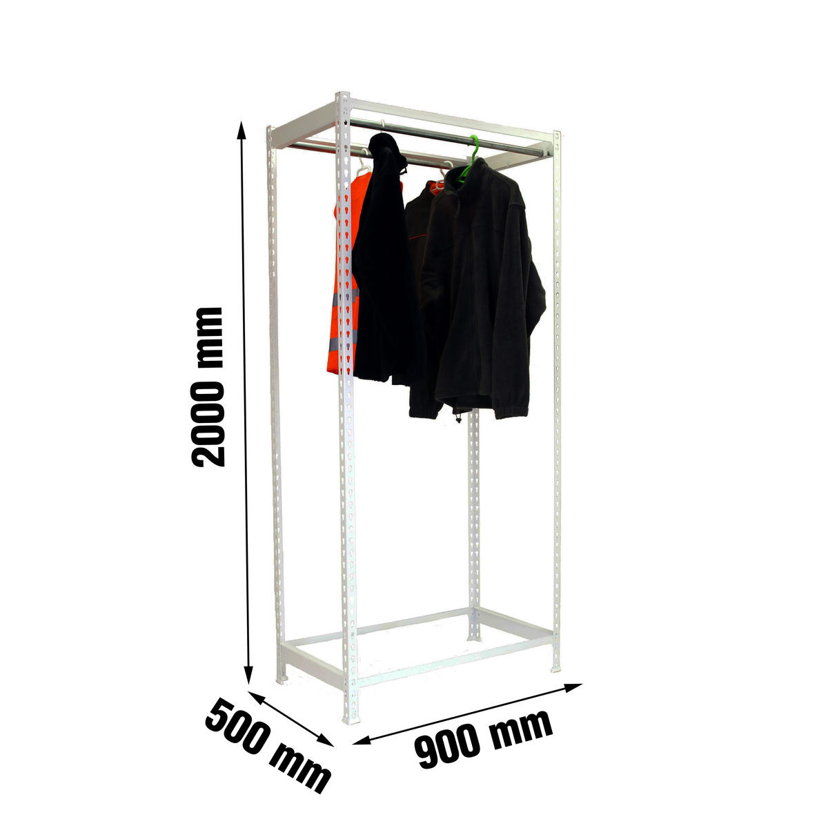 KLEIDERSTANGENREGAL Metal Einzel | HxBxT 200x90x50cm | Weiß | Kleiderständer Garderobe Klamottenregal Stangenregal Regal - Weiß, Metall (90/200/50cm) - PROREGAL