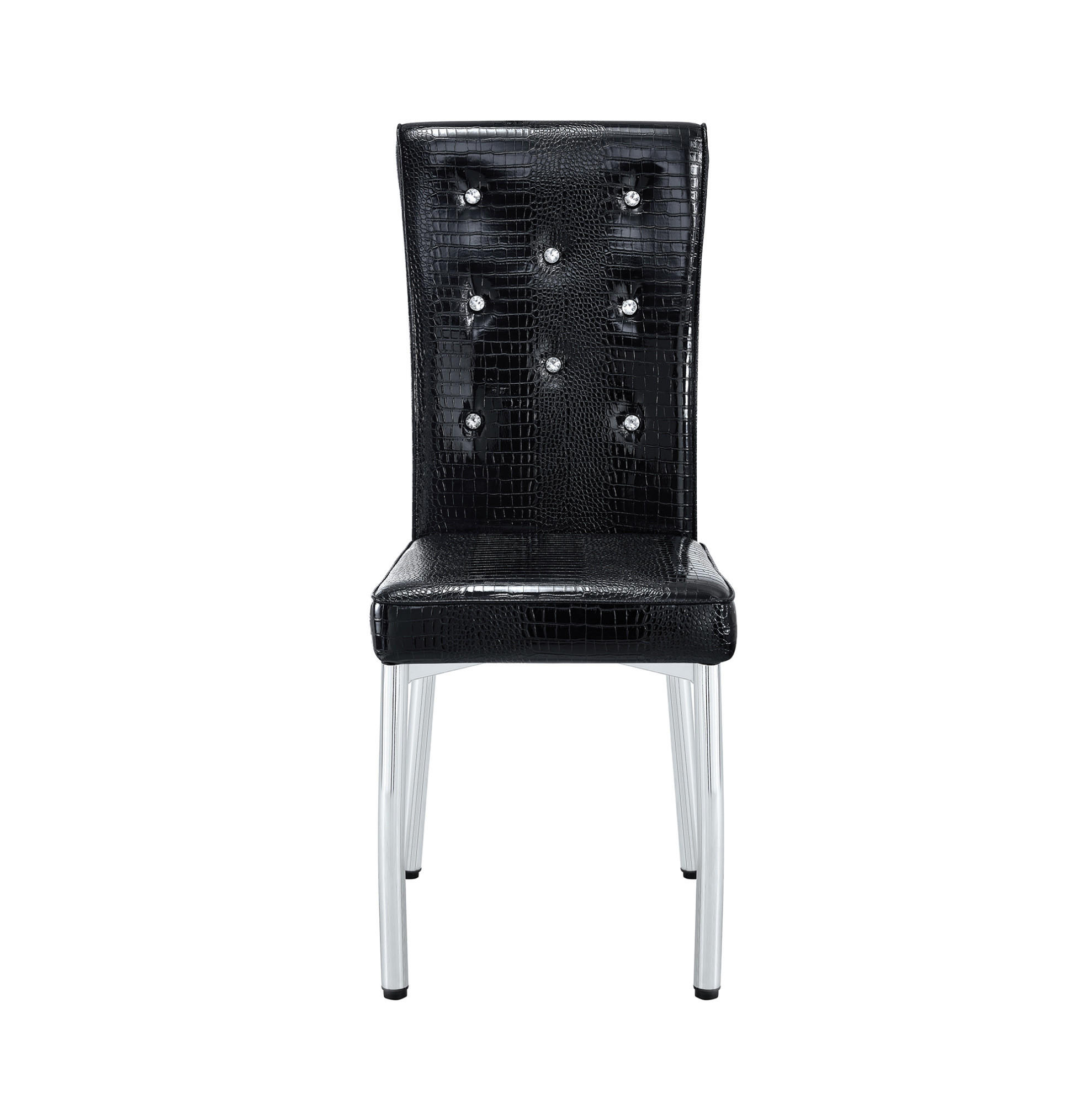 ESSZIMMERSTUHL 4er-Set mit PVC-Bezug und Metallbeinen Schwarz - Silberfarben, Metall (42/101/61.5cm) - Meubliv