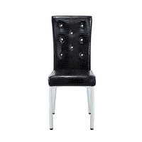 ESSZIMMERSTUHL 4er-Set mit PVC-Bezug und Metallbeinen Schwarz - Silberfarben, Metall (42/101/61.5cm) - Meubliv