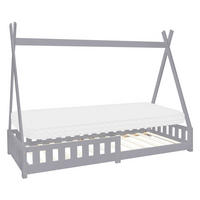 KINDERBETT Tipi mit Matratze 90x200 cm Hellgrau - Hellgrau, Holz (90/200cm) - ML-DESIGN