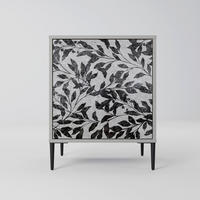SIDEBOARD CHARCOAL SPROUT, Grau, 57,5x42x72,5 cm, Schwarze Metallfüße - Multicolor/Schwarz, Holzwerkstoff/Metall (57.5/72.5/42cm) - SpaceRebels