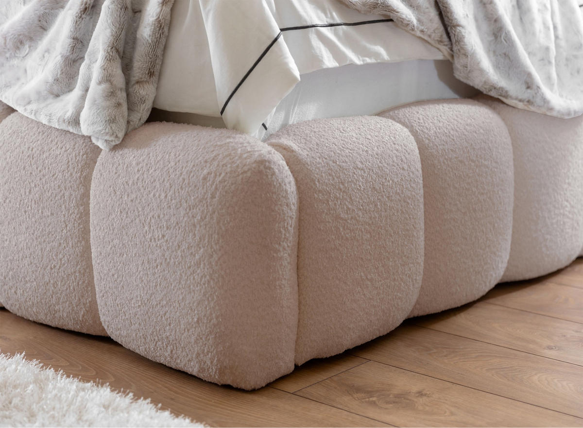 POLSTERBETT Cande Hellbeige 140x200 cm - Ecru/Schwarz, Kunststoff/Textil (140/200cm) - Selsey