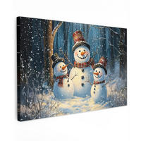 LEINWANDBILD Schneemann - Schnee - Winter - Wald Deko Schlafzimmer 30x20 cm - Hellblau, Textil (30/20cm) - MuchoWow
