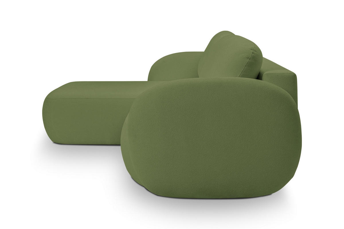 ECKSOFA AMICO L-S Grün Geflochtener Stoff mit Schlaffunktion - Grün, Holz (248/174cm) - MASSENO