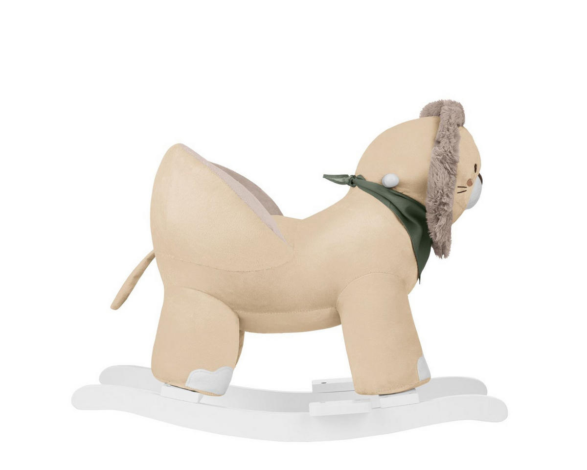 SCHAUKELTIER Löwe beige Plüsch, Sicherheitsgurt, Fußstützen, Holzkufen, Rückenlehne, bis 30 kg - Beige, Textil (33/55/68cm) - Kikka boo